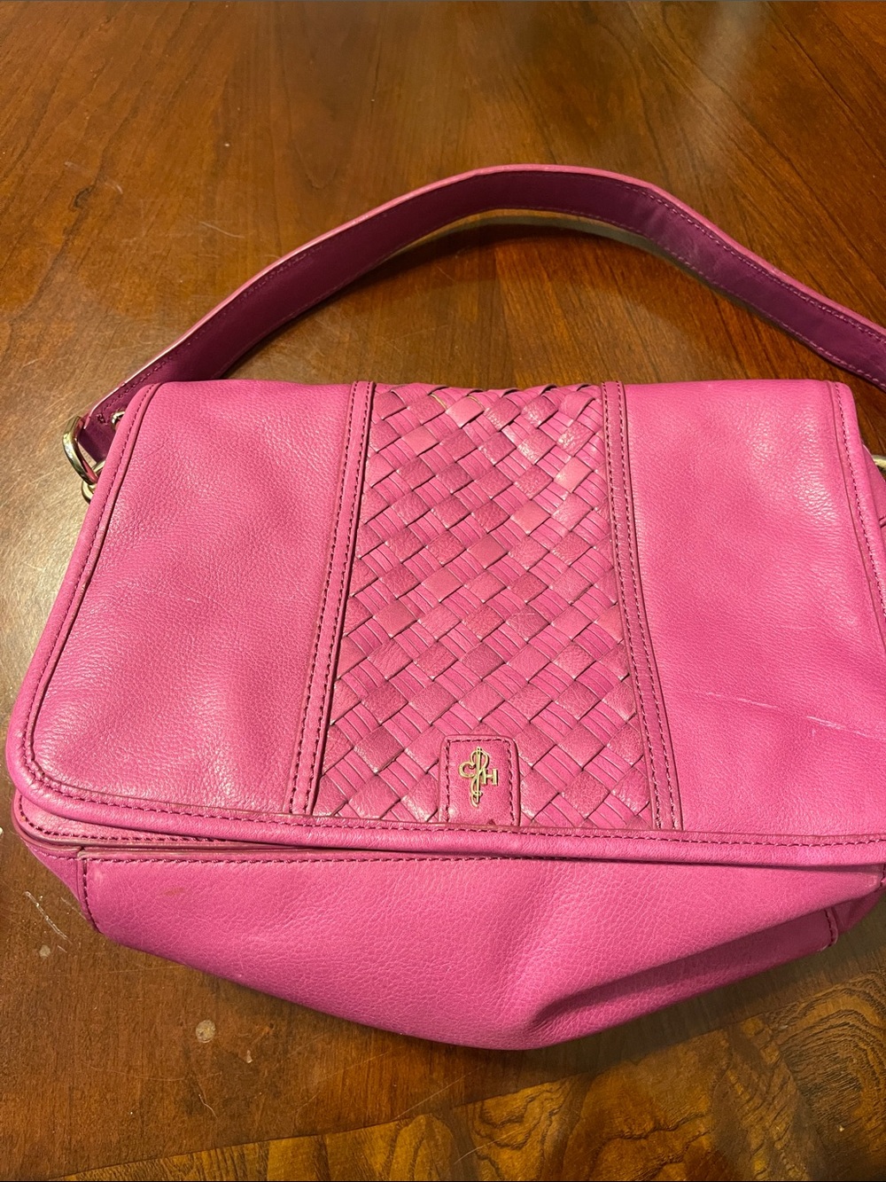 Cole Haan Hot Pink Woven Leather Shoulder Bag